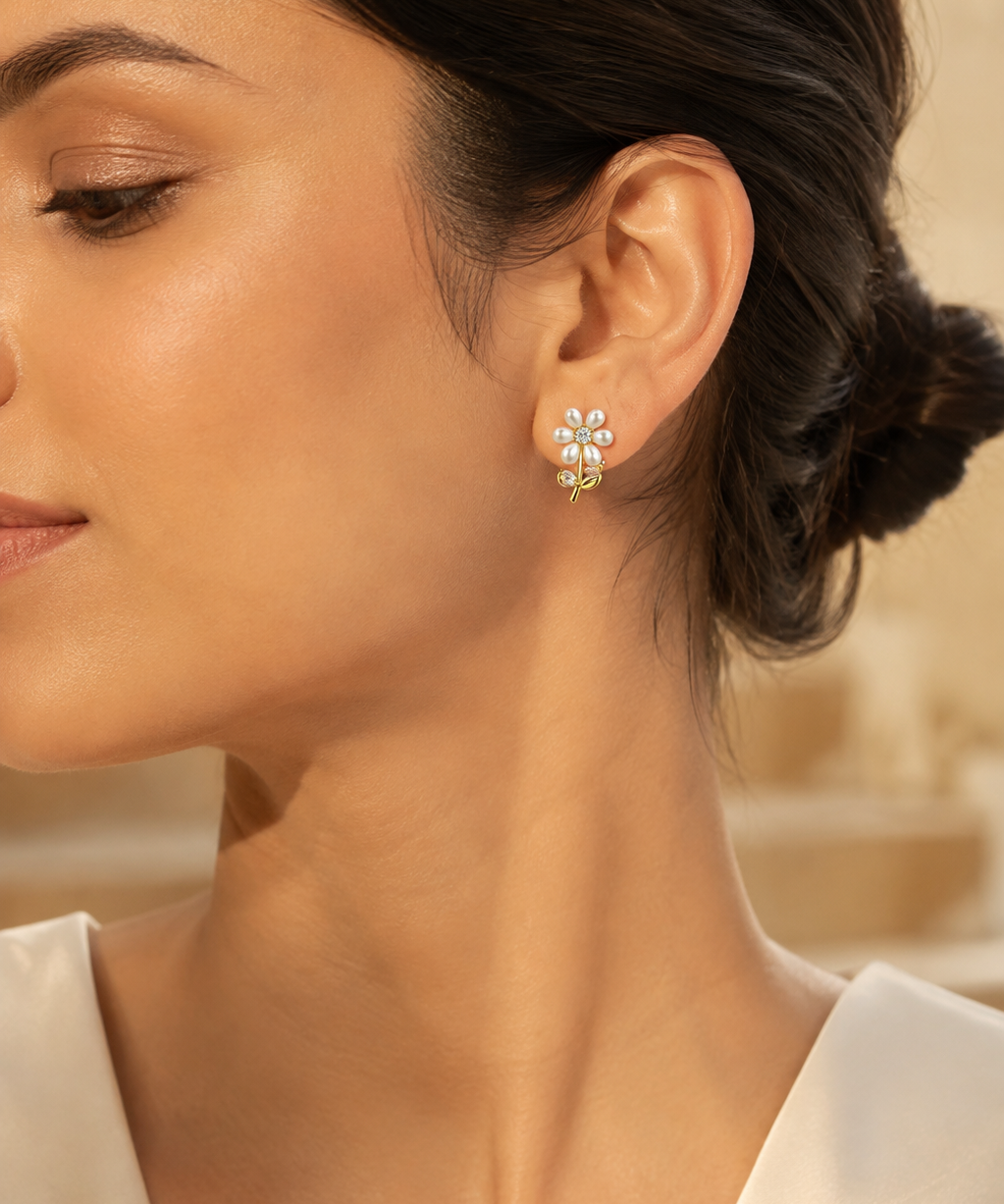 Pearl Daisy Earrings
